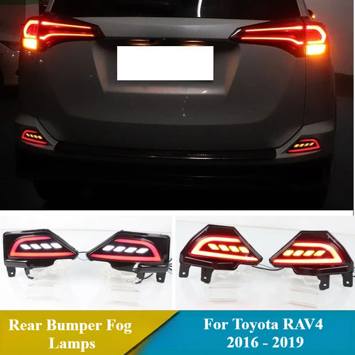 1 Pair Car LED Bumper Reflector Light For Toyota RAV4 2016 2017 2018 2019 Rear Tail Light Fog Light Turn Signal Brake Lamp — view 1