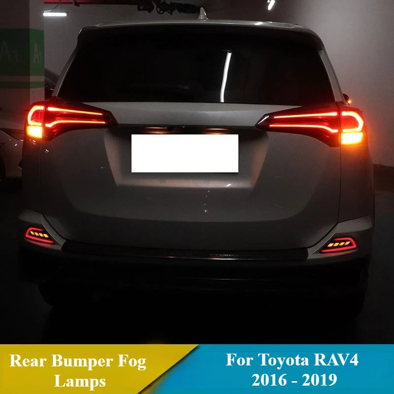 1 Pair Car LED Bumper Reflector Light For Toyota RAV4 2016 2017 2018 2019 Rear Tail Light Fog Light Turn Signal Brake Lamp — view 2