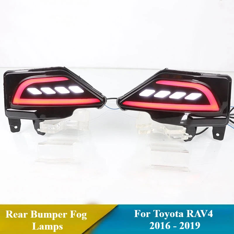 1 Pair Car LED Bumper Reflector Light For Toyota RAV4 2016 2017 2018 2019 Rear Tail Light Fog Light Turn Signal Brake Lamp — view 3