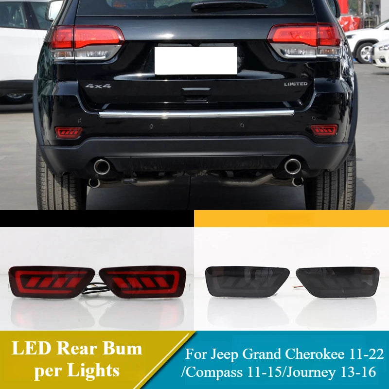 1 Pair Car LED Rear Bumper Lights Brake Light w/ Dynamic Turn Signals For Jeep Grand Cherokee 11-22/Compass 11-15/Journey 13-16 — view 1