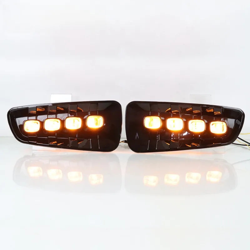 1 Pair DRL LED Daytime Running Lights For Ford Raptor F150 F-150 2009-2014 with Dynamic Turn Signal Fog Lights Assembly Daylight — view 3