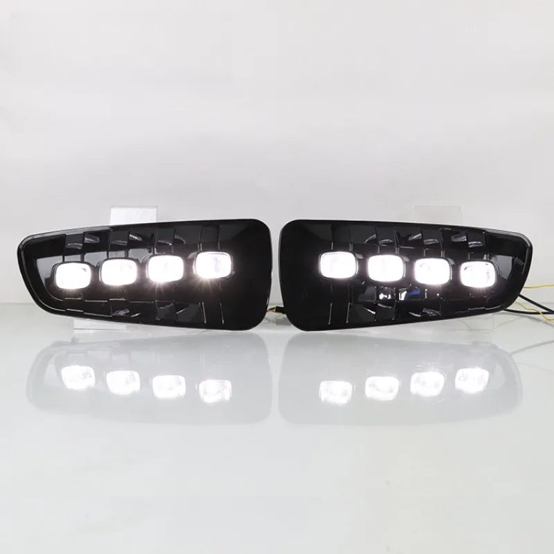 1 Pair DRL LED Daytime Running Lights For Ford Raptor F150 F-150 2009-2014 with Dynamic Turn Signal Fog Lights Assembly Daylight — view 4