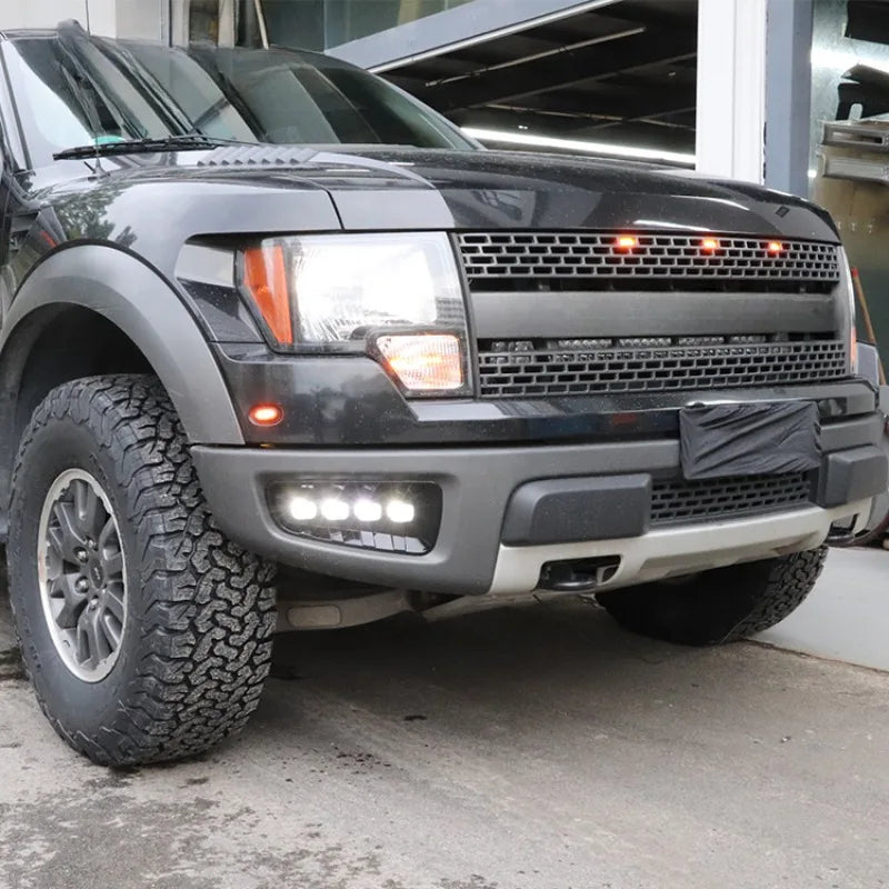 1 Pair DRL LED Daytime Running Lights For Ford Raptor F150 F-150 2009-2014 with Dynamic Turn Signal Fog Lights Assembly Daylight — view 5