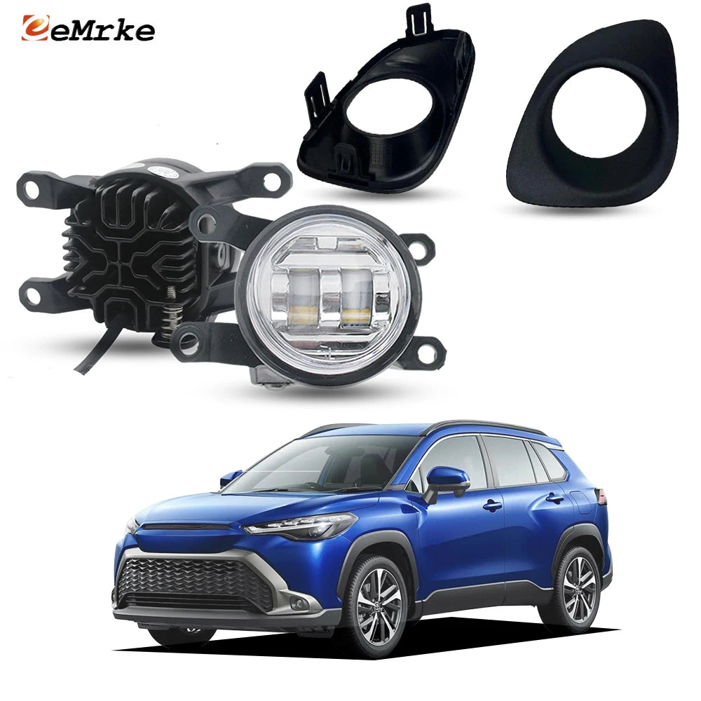 15W X2 White or Yellow Led Fog Lights Lens DRL for Toyota Corolla Cross Z G S 2021 2022 2023 Hybird S SE XSE USA 2023 2024 2025 — view 1