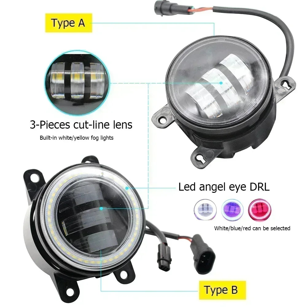 2-IN-1 40W Led Fog Lights Car DRL Daylight For Ford Focus ST, Fiesta ST 10-18 Tourneo Connect / Transit Connect 1/2 2008-2018 — view 2