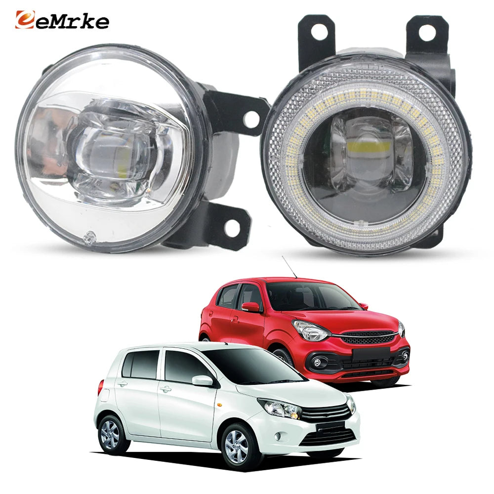 2-PCs 30W Led Fog Lights for Suzuki Celerio 2014-2025 Vitz 2022 2023 2024 2025 Upgrade Angel Eyes DRL Halo Daytime Running Lamp — view 1
