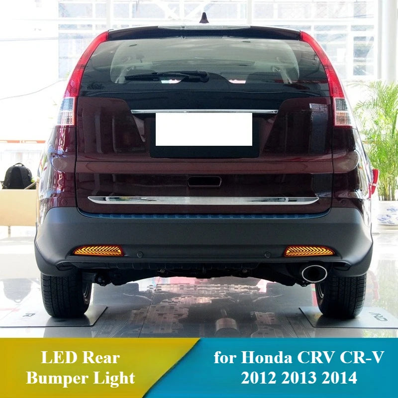 2 PCS for Honda CRV CR-V 2012 2013 2014 LED Rear Bumper Light Reflector DRL Dynamic Turn Signal Brake Driving Light Fog Lamp — view 2