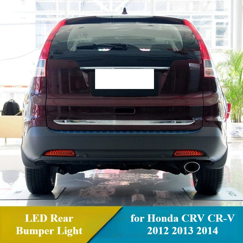 2 PCS for Honda CRV CR-V 2012 2013 2014 LED Rear Bumper Light Reflector DRL Dynamic Turn Signal Brake Driving Light Fog Lamp — view 4
