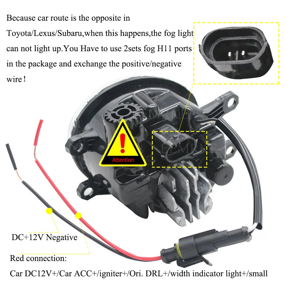 2 PCs LED Angel Eye DRL Anti Fog Light with Lens Headlight Left & Right for Toyota Sienna 2011 2012 2013 2014 2015 2016 2017 — view 3