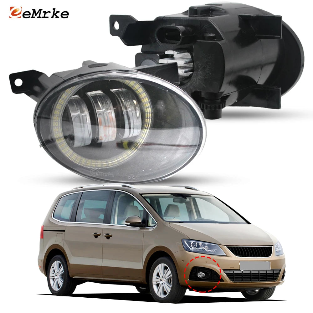 2-Pcs Led Car Fog Lights Assembly Head Lamp wtih Lens for Seat Alhambra 7N 2010-2020 Angel Eye Front Bumper DRL Daylight 30W — view 1