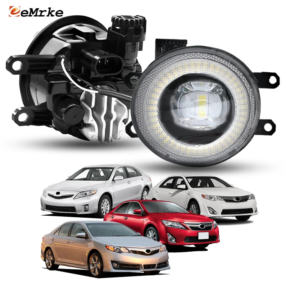 2-Pcs Led Fog Light DRL for Toyota Camry Hybrid Atara XV40 2010 2011 2012 2013 Angel Eye Daytime Running Lamp Left + Right PTF — view 1