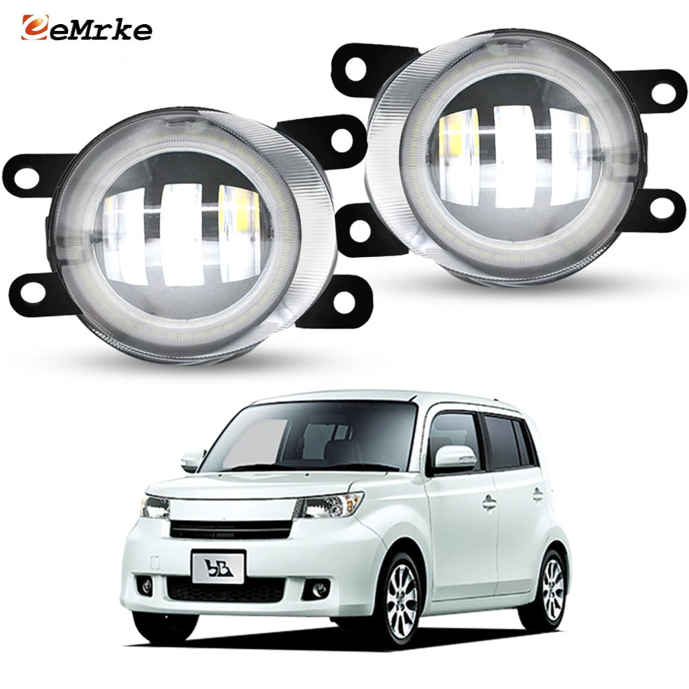 2-Pcs LED Fog Lights for Toyota bB / Scion bB QNC20 / Daihatsu Coo 2006-2013 2014 2015 2016 Angel Eye DRL Daytime Running Light — view 1