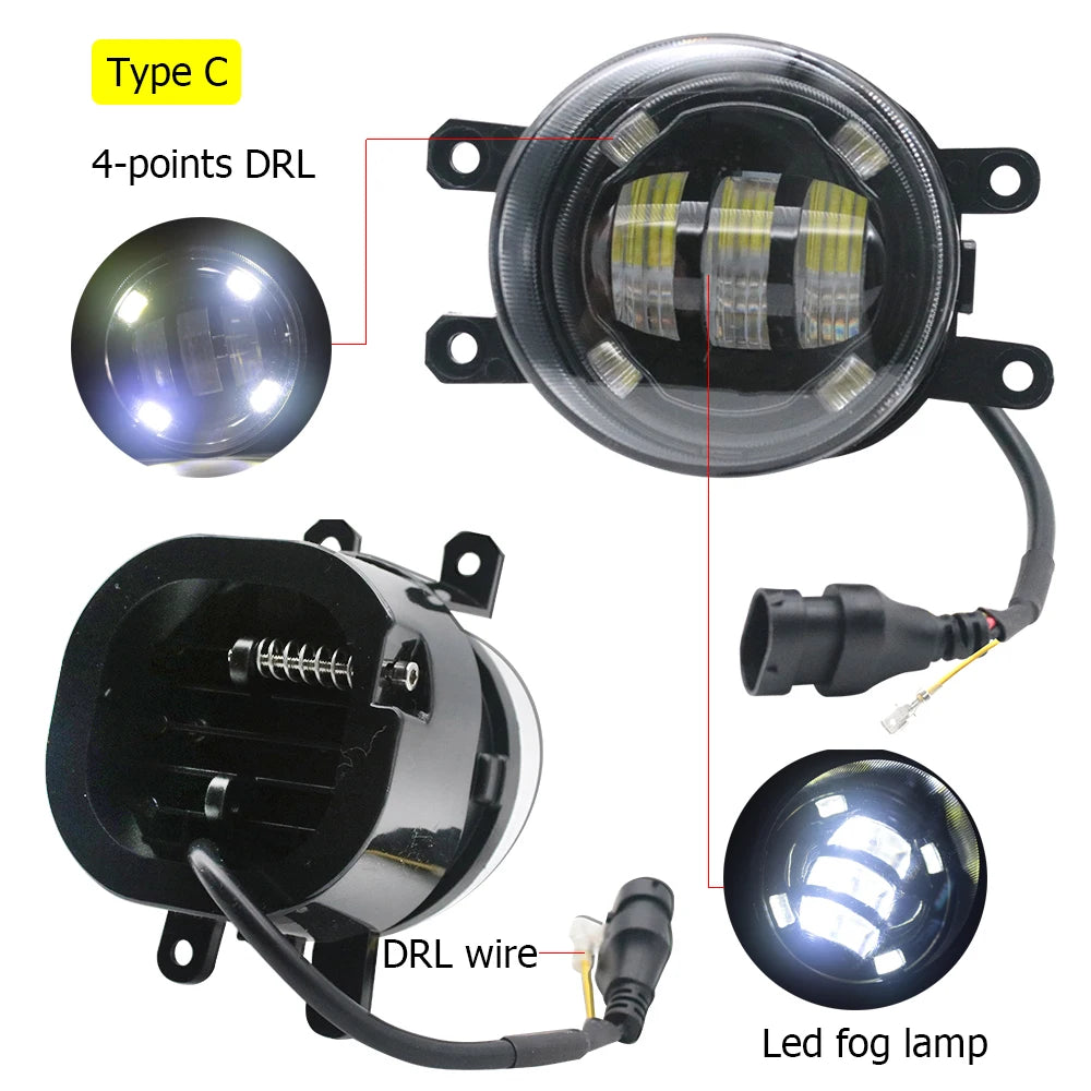 2-Pcs LED Fog Lights for Toyota bB / Scion bB QNC20 / Daihatsu Coo 2006-2013 2014 2015 2016 Angel Eye DRL Daytime Running Light — view 3