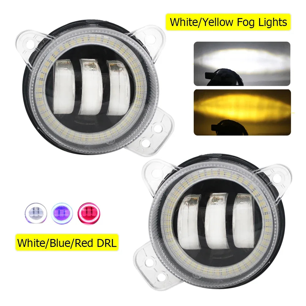2-PCs Led Fog Lights for Volkswagen CrossPolo Polo Cross 2006 2007 2008 2009 Angel Eyes DRL Ring Daytime Running Light Car Lamp — view 2