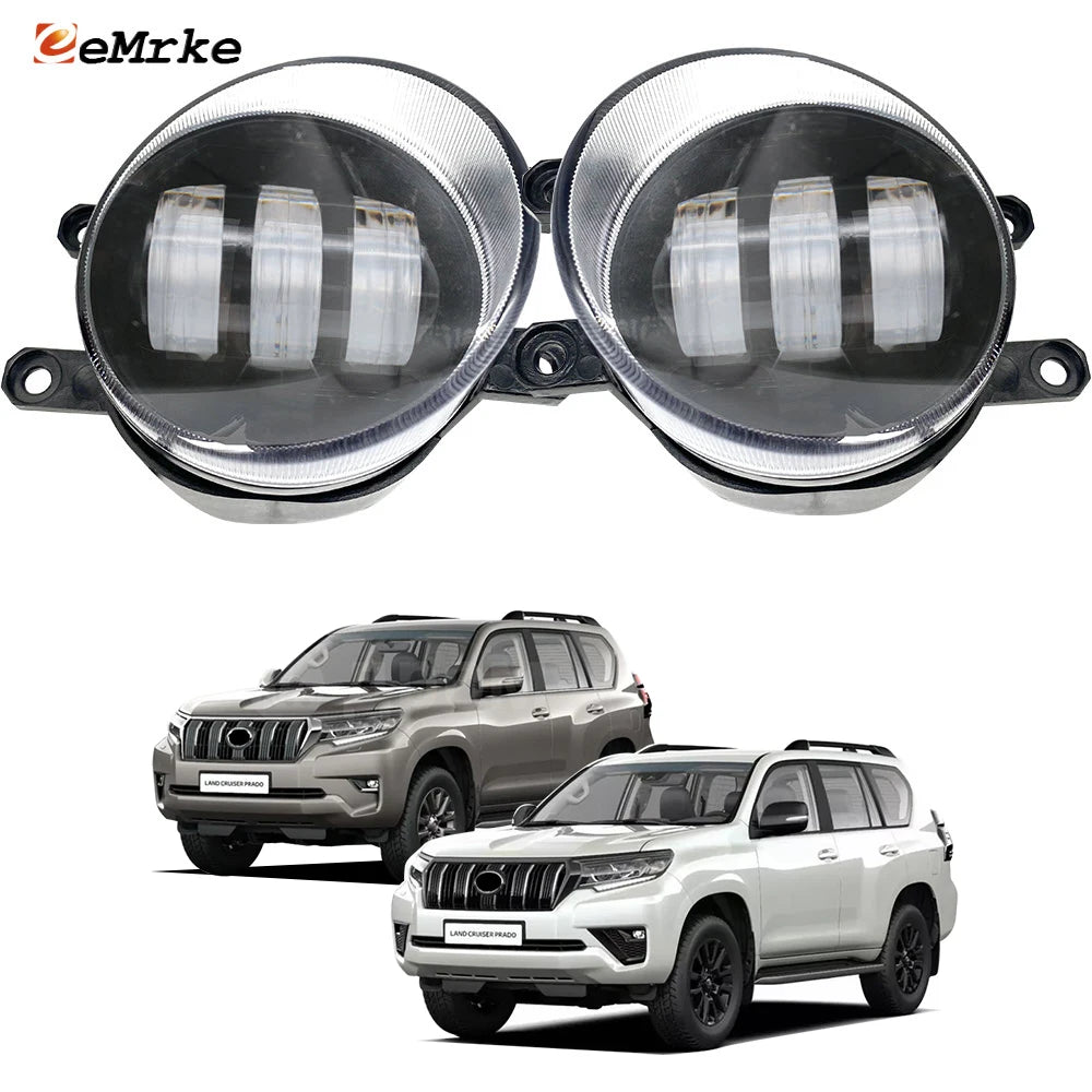 2-Pcs White Yellow Double Color Led Fog Lights Assembly Headlight Car Lamp for Toyota Land Cruiser Prado J150 2018 2019 2020 — view 1