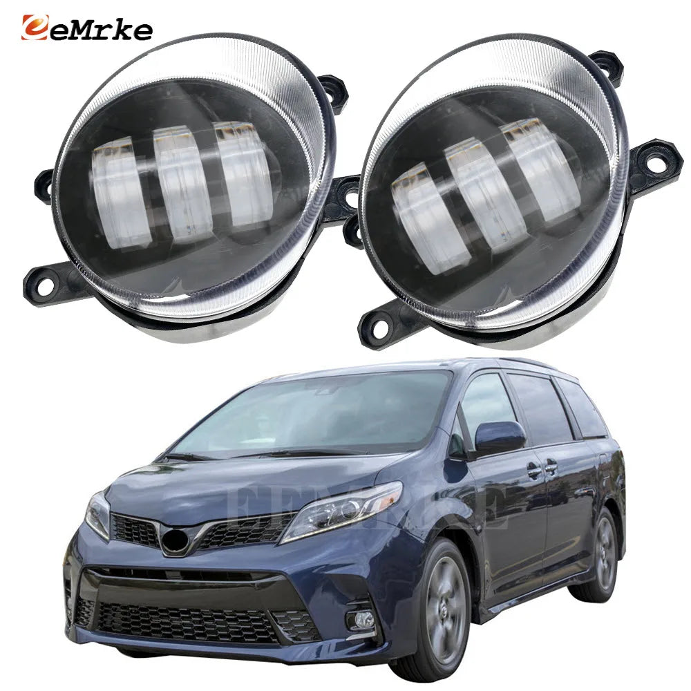 2-Pcs White/Yellow Double Colors LED Fog Lights Assembly Headlight Car Lamp for Toyota Sienna XL30 2nd Facelift 2018 2019 2020 — view 1