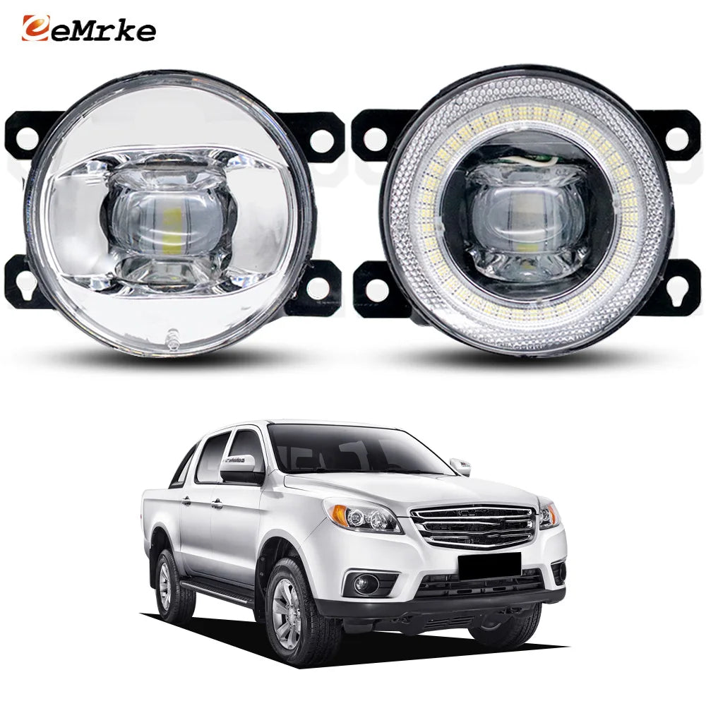 2-Pieces Led Fog Lights Assembly with Lens for JAC T6 J2 J3 J4 S5 M3 iEV4 iEV6E Car Angel Eyes DRL Daytime Running Lamp Aperture — view 1