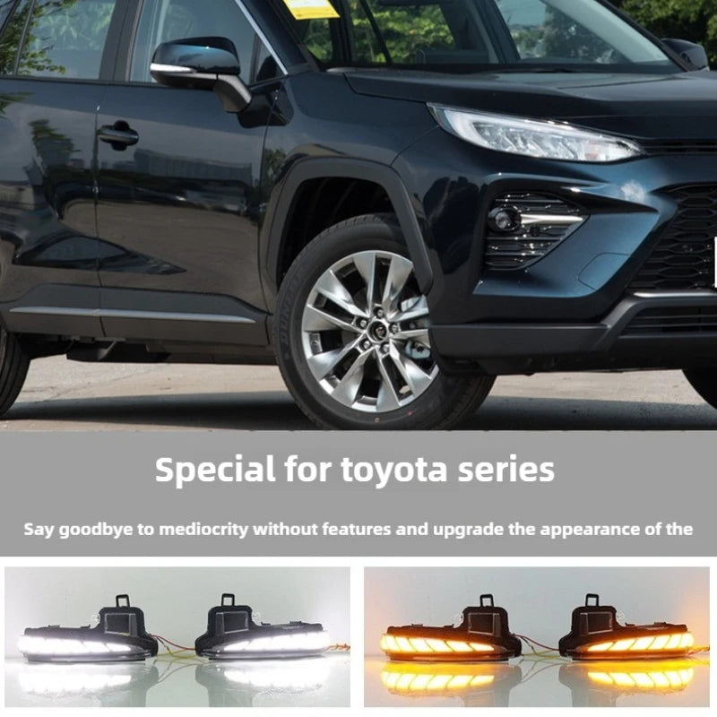 2Pc LED Side Mirror Lamp Dynamic Turn Signal White DRL Light For Toyota RAV4 Tacoma Highlander Alphard Vellfire Lexus LM Corolla — view 6