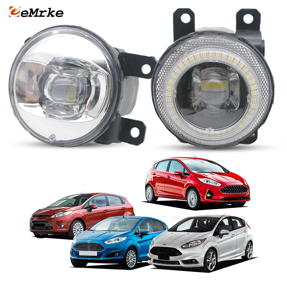 2PCs 30W Led Fog Lights Or DRL Halo For Ford Fiesta 6 JA8 CB1 Fiesta ST VI 2008-2017 Angel Eyes Daytime Running Lamp Day Light — view 1