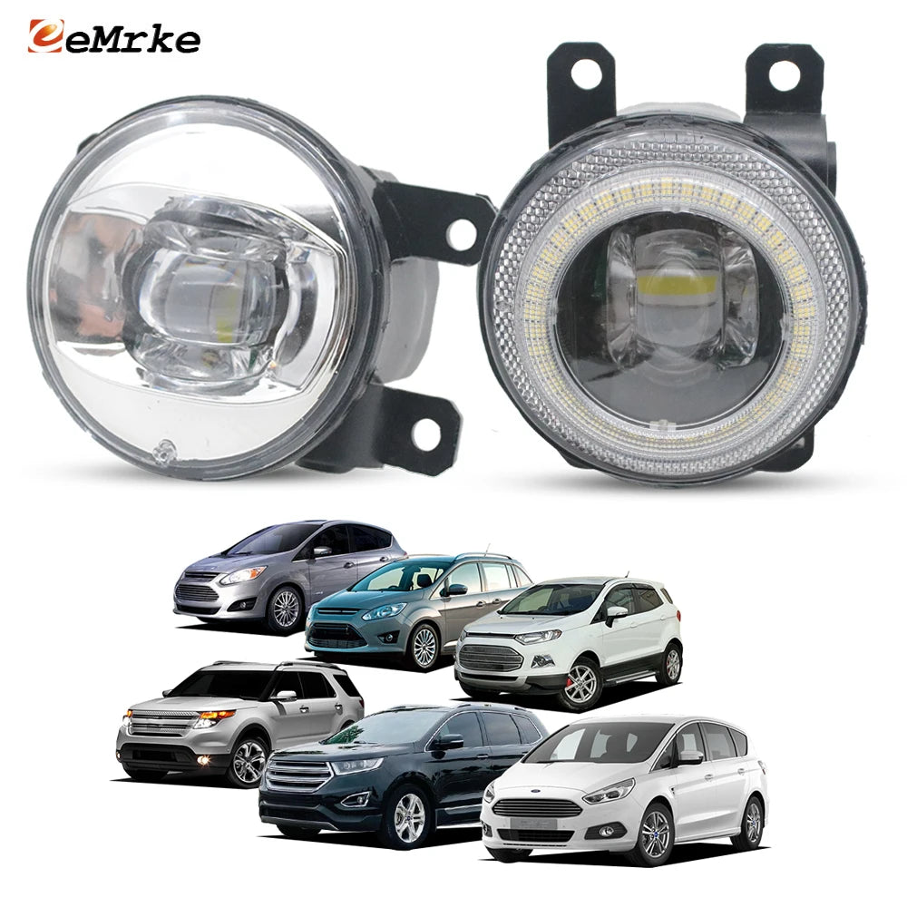 2PCs 30W Led Fog Lights Or DRL Halo For Ford Grand C-max 2 2011-14 C-max Hybrid 13-17 Ecosport Edge 2 S-max II 15-18 Explorer 5 — view 1
