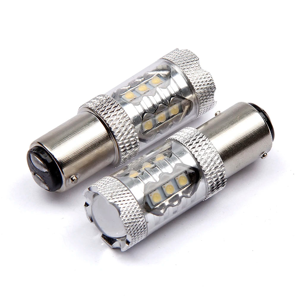 2Pcs 80W CREE Chips 1156 1157 3156 3157 7440 7443 9005 9006 SMD COB led bulb 12V 6500K Led Fog Lights Bulbs Brake Rear Light — view 6