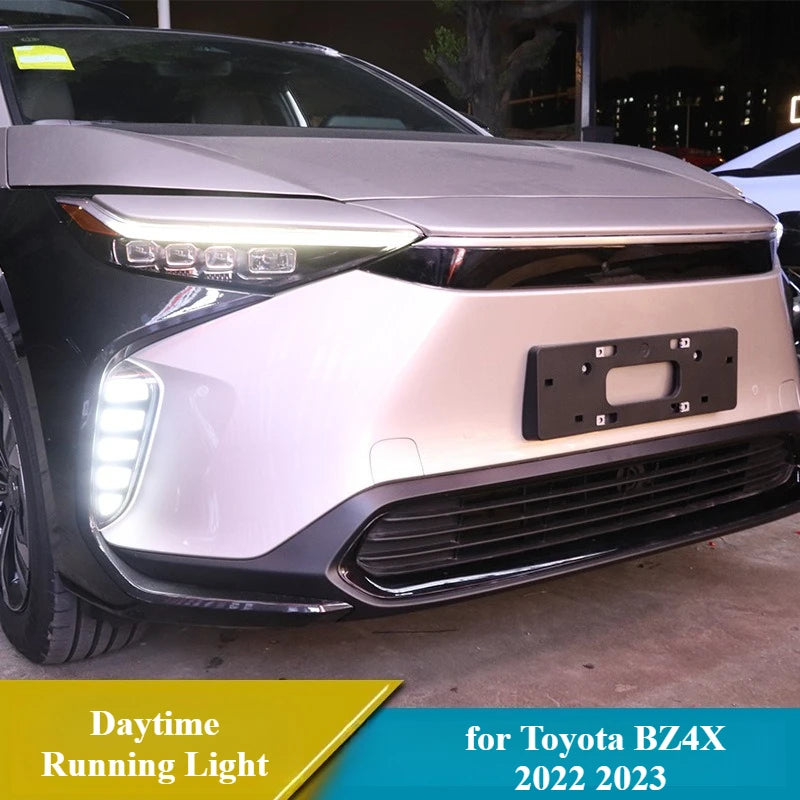 2Pcs Car LED Daytime Running Light for Toyota BZ4X 2022 2023 Dynamic Turn Signal Front Bumper Fog Lamp DRL Car Styling Daylights — view 2