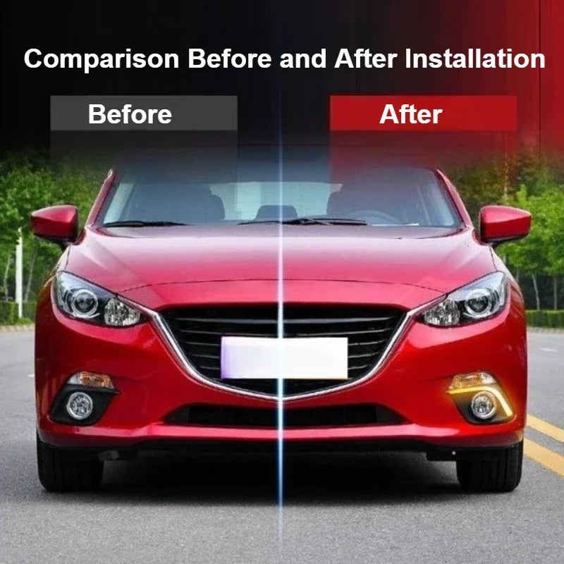 2Pcs Car Led Daytime Running Light Front Fog Lamp DRL Yellow Dynamic Turn Signal Night Blue For Mazda 3 Axela 2014 2015 2016 — view 3