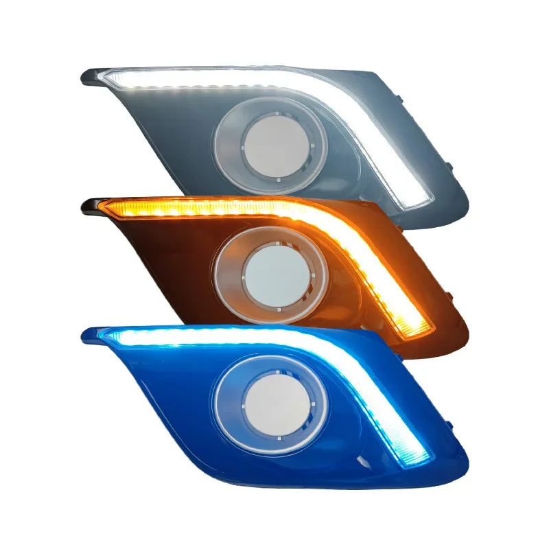 2Pcs Car Led Daytime Running Light Front Fog Lamp DRL Yellow Dynamic Turn Signal Night Blue For Mazda 3 Axela 2014 2015 2016 — view 4