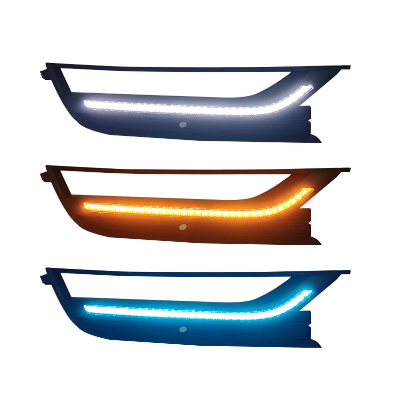 2Pcs Car Led Daytime Running Light Front Fog Lamp Yellow Dynamic Turn Signal For Volkswagen Passat 2011 2012 2013 2014 2015 — view 5