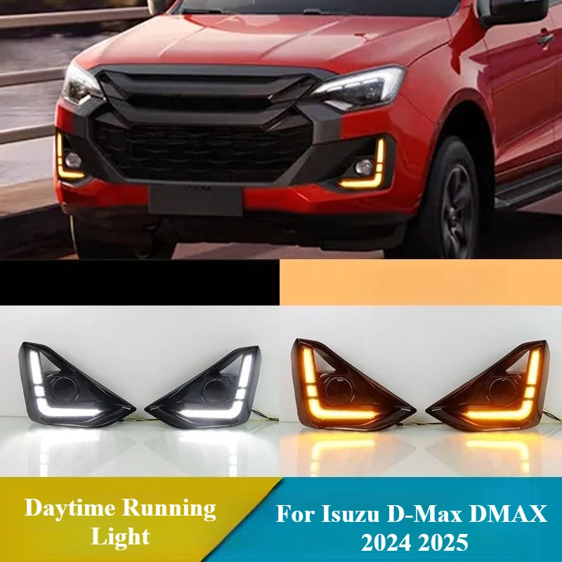 2PCS Car Led Daytime Running Lights For Isuzu D-max DMAX 2024 2025 DRL Dynamic Turn Signals 12V Day Lights Front Fog Lamp — view 1
