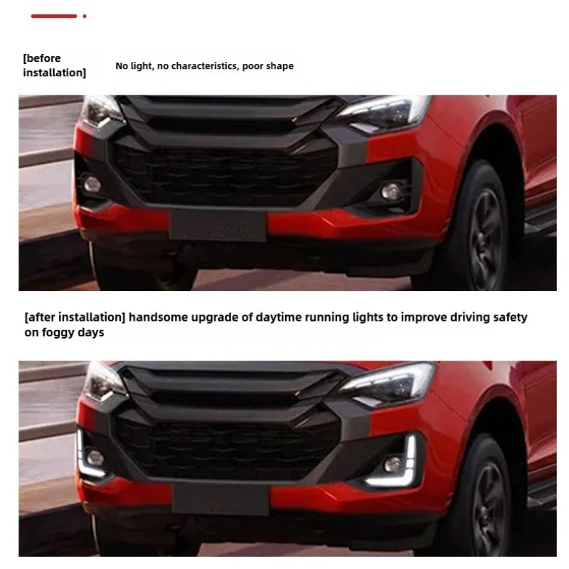 2PCS Car Led Daytime Running Lights For Isuzu D-max DMAX 2024 2025 DRL Dynamic Turn Signals 12V Day Lights Front Fog Lamp — view 6