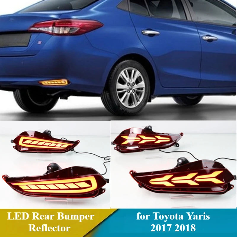 2Pcs Car LED Rear Bumper Reflector Taillight Driving Brake Light Rear Fog Lamp DRL 12V Daylights for Toyota Yaris 2017 2018 — view 1