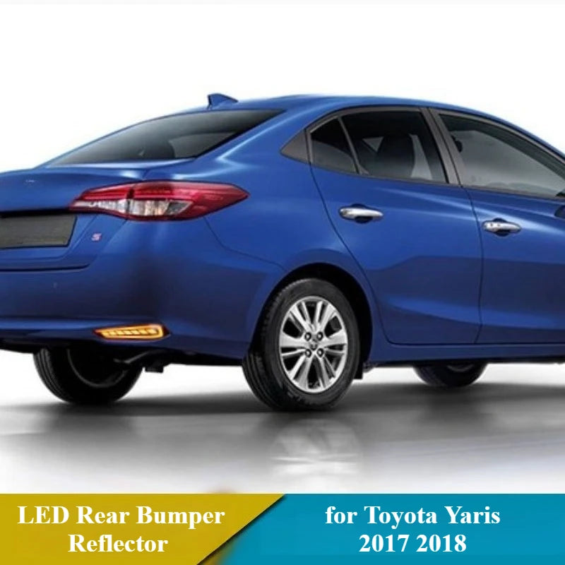 2Pcs Car LED Rear Bumper Reflector Taillight Driving Brake Light Rear Fog Lamp DRL 12V Daylights for Toyota Yaris 2017 2018 — view 2