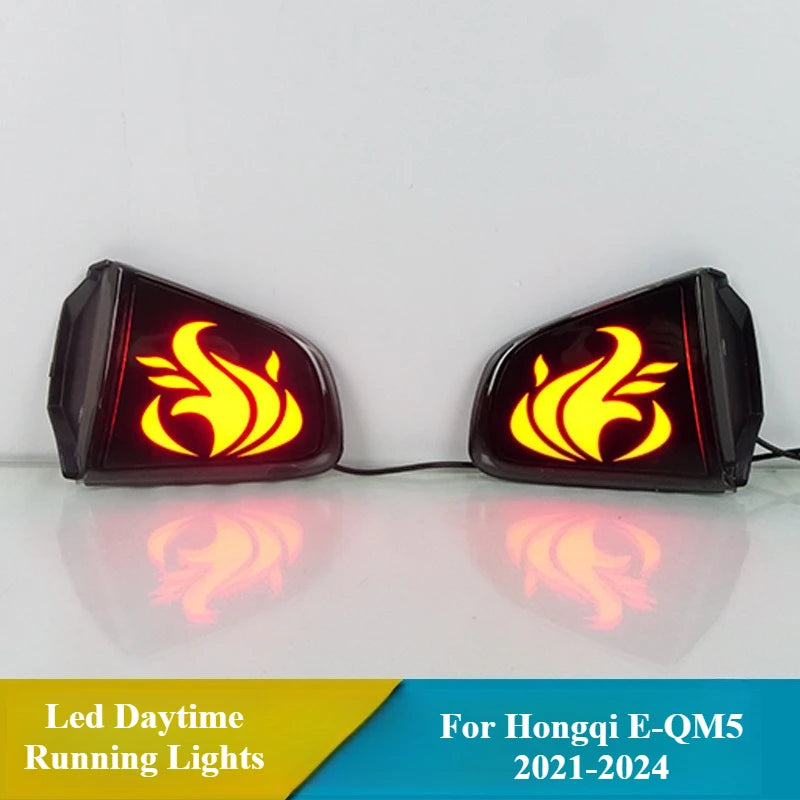 2PCS DRL For Hongqi E-QM5 2021 2022 2023 2024 LED Daytime Running Lights Red Light Dynamic Turn Signal 12V Daylight Fog Lamp — view 5