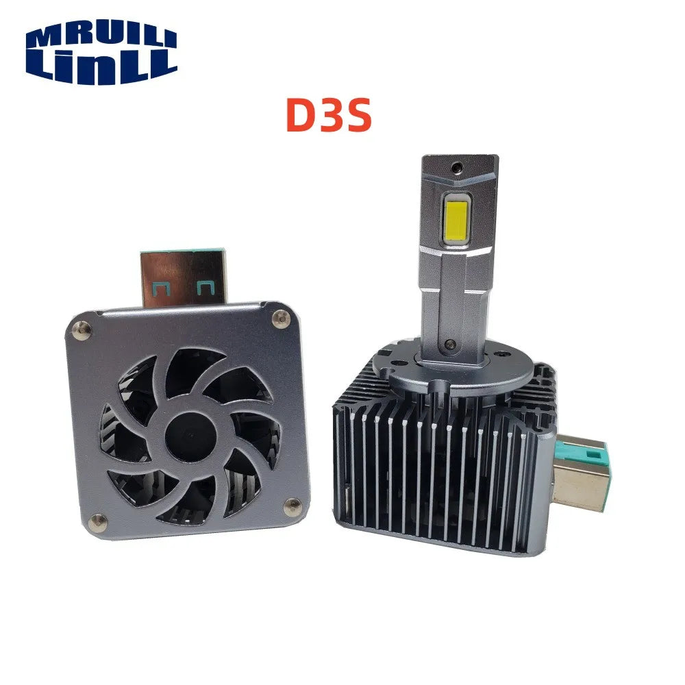 2PCS Headlights HID BULB XENON Bulb To LED 55W 6000K White D1S D2S D3S D4S D5S Two-sided CSP Chip +300% Brightness Plug And Play — view 3