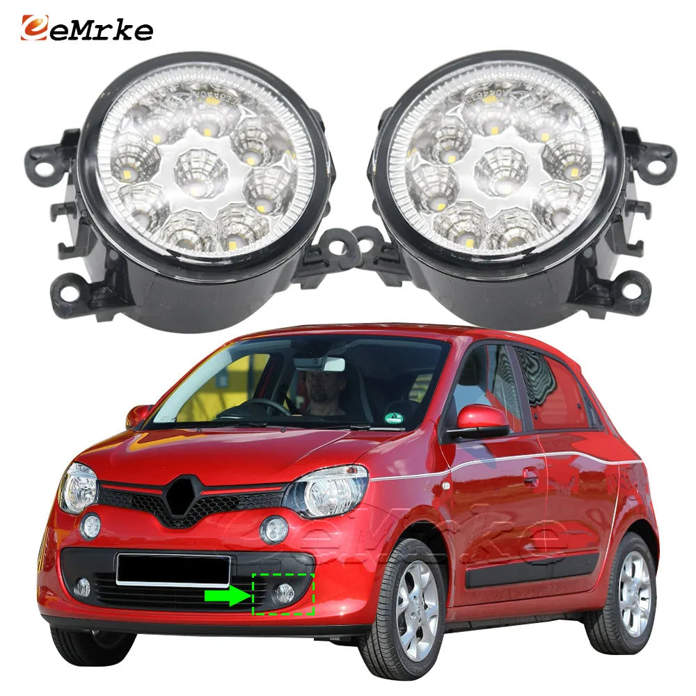 2PCS Led Anti-Fog Lamp Headlights DRL Car LED Fog Lights Assembly 12V for Renault Twingo 3 2014 2015 2016 2017 2018 2019 2020 — view 1