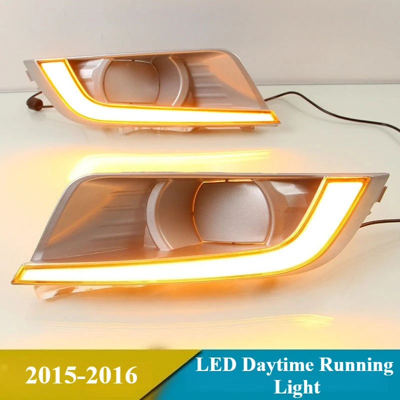 2PCS LED Daytime Running Light For Ford Ranger 2015 2016, Dynamic Yellow Turn Signal Waterproof Car 12V LED DRL Fog Lights — view 3