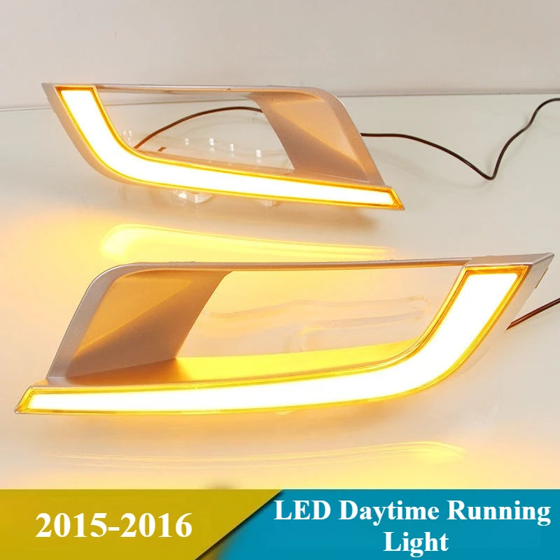 2PCS LED Daytime Running Light For Ford Ranger 2015 2016, Dynamic Yellow Turn Signal Waterproof Car 12V LED DRL Fog Lights — view 4