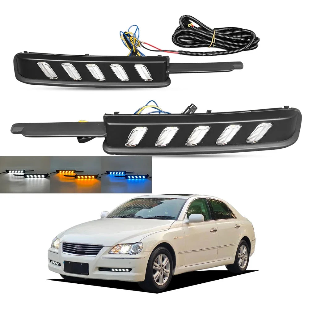 2Pcs /Set LED DRL Car Daytime Running Light Lamp For Toyota MARK X 2004 2005 2006 2007 2008 2009 Front Bumper Day Lights — view 1