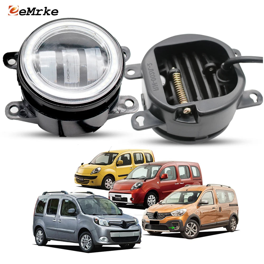 2Pcs White or Yellow Led Fog Lights 40/50W Upgrade Angel Eye DRL Lamp For Renault Kangoo / Grand Kangoo II X61 NV250 2008-2020 — view 1