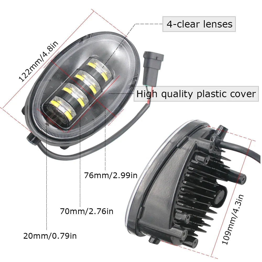 2x Front Full LED Fog Lights with Cut-Line Lens White / Yellow Color Fog Lamp for Honda Stream RSZ RN6 07.2006 2007 2008 05.2009 — view 2