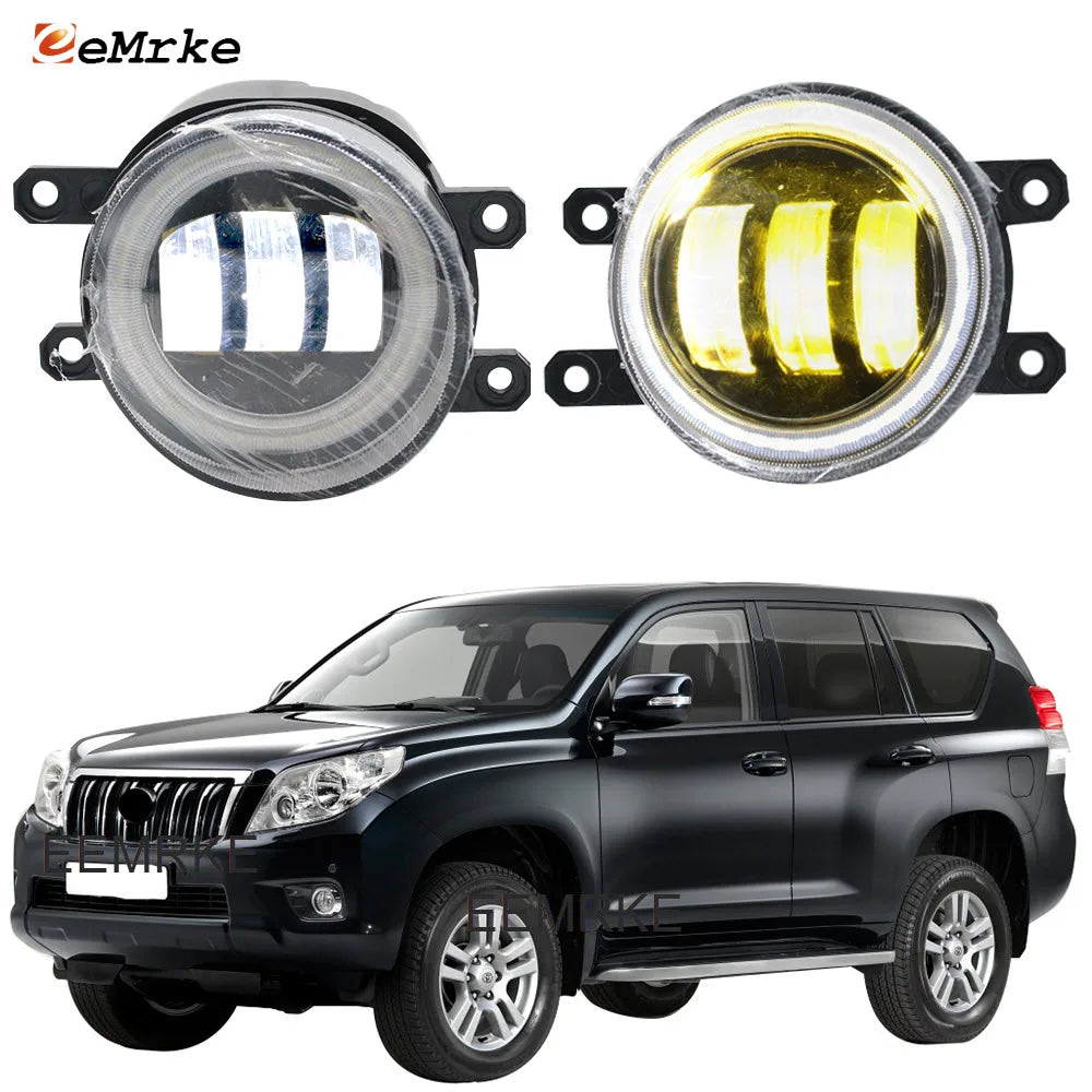 2x Full Led DRL Angel Eye Ring Daylight for Toyota Land Cruiser Prado 150 J150 2009-2013 Anti Fog Lights Lens Car Accessories — view 1