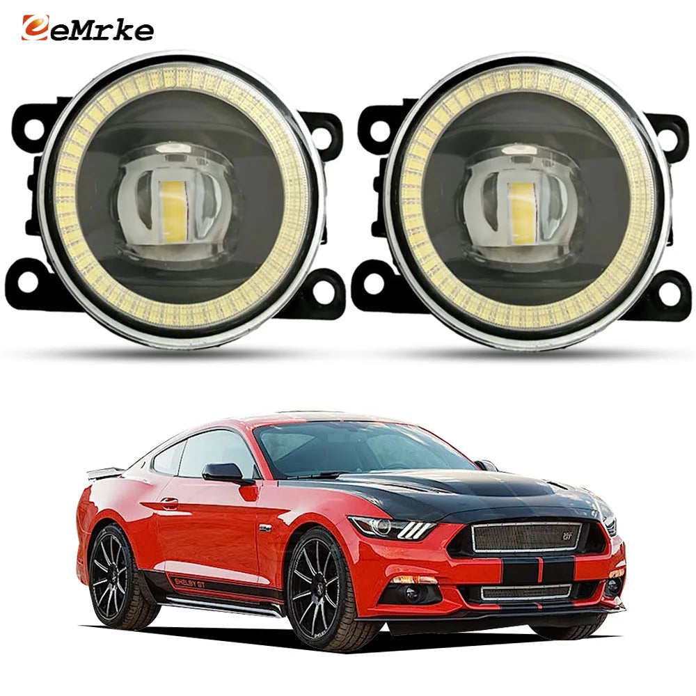 2X Upgrade Led Fog Lights w/ Clear Lens for Ford Mustang VI S550 2015 2016 2017 Angel Eyes DRL Car PTF 30W Daytime Running Lamp — view 1