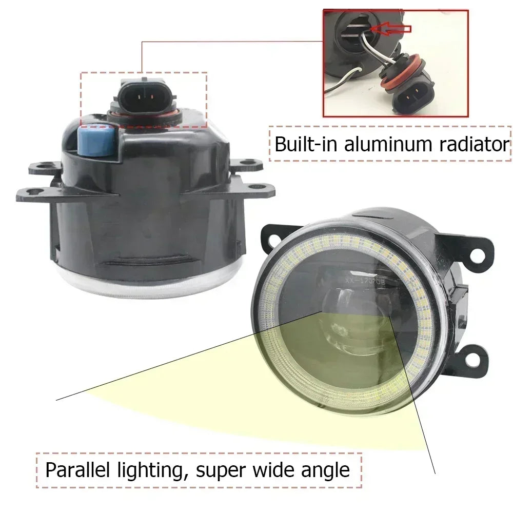 2X Upgrade Led Fog Lights w/ Clear Lens for Ford Mustang VI S550 2015 2016 2017 Angel Eyes DRL Car PTF 30W Daytime Running Lamp — view 4