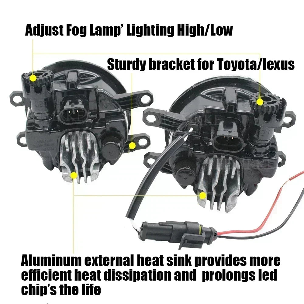 30W CANBUS LED Fog Lights with Clear Lens & 6000K White H11 IP68 & Angel Eye DRL for Toyota Aygo X 2021 2022 2023 2024 2025 — view 3