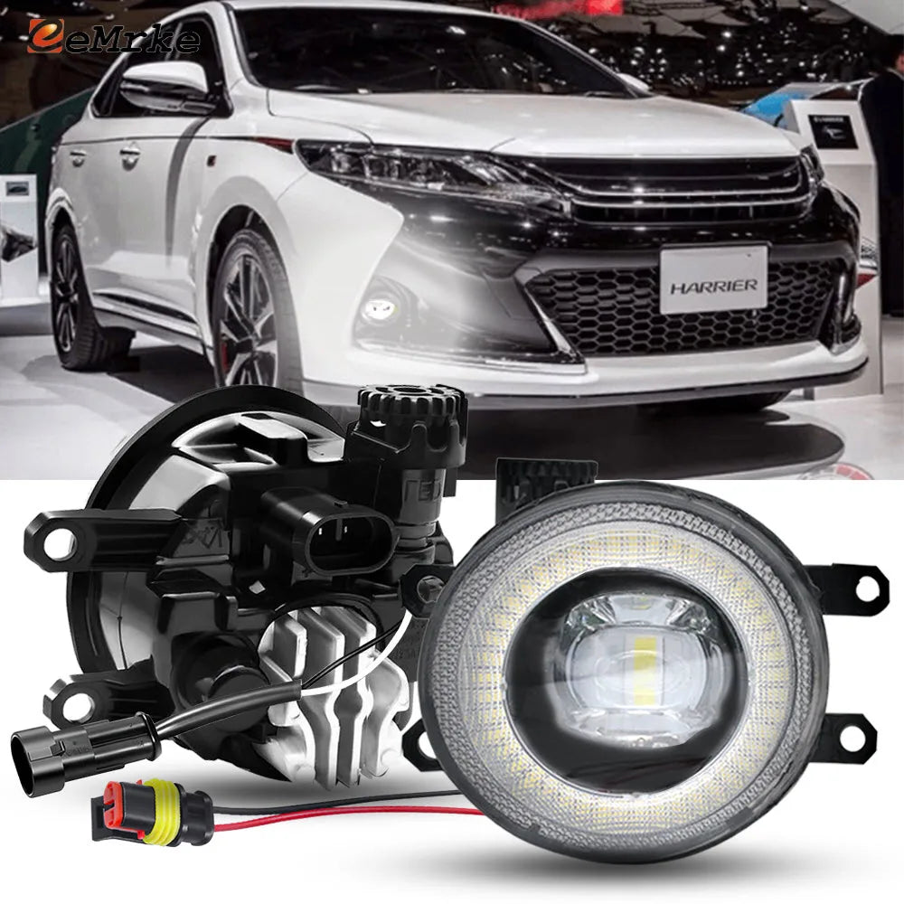 30W LED Anti Fog Lights with Lens & 6000K White H11 IP68 Waterproof & Angel Eye DRL for Toyota Harrier XU60 '13 '14 ’15 ‘16 '17 — view 1