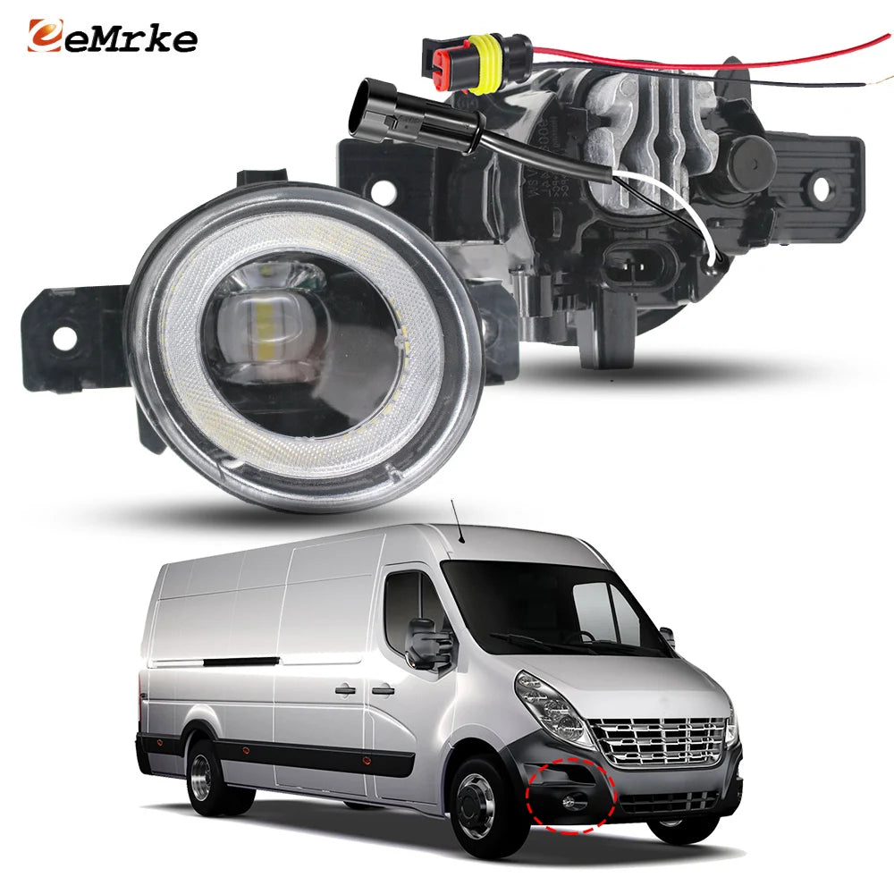 30W LED Car Fog Lights PTF with Clear Lens + Angel Eye DRL Exterior for Renault Master III NV400 Opel Vauxhall Movano 2011-2019 — view 1