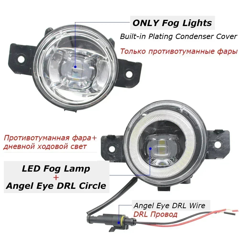 30W LED Car Fog Lights PTF with Clear Lens + Angel Eye DRL Exterior for Renault Master III NV400 Opel Vauxhall Movano 2011-2019 — view 2