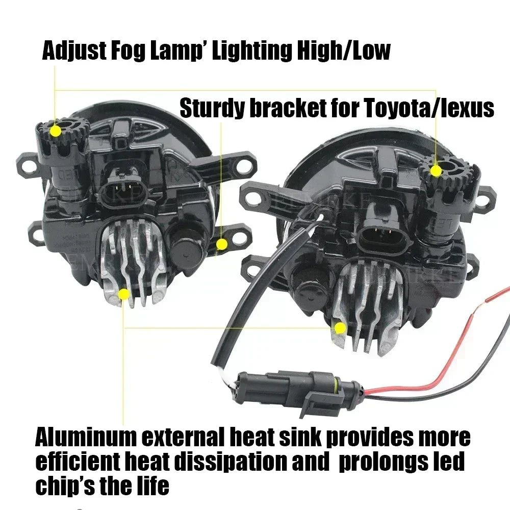 30W LED Fog Lights Assembly for Toyota Avanza Daihatsu Xenia 2007-2011 Lens & 6000K White H11 & IP68 Waterproof & Angel Eye DRL — view 3