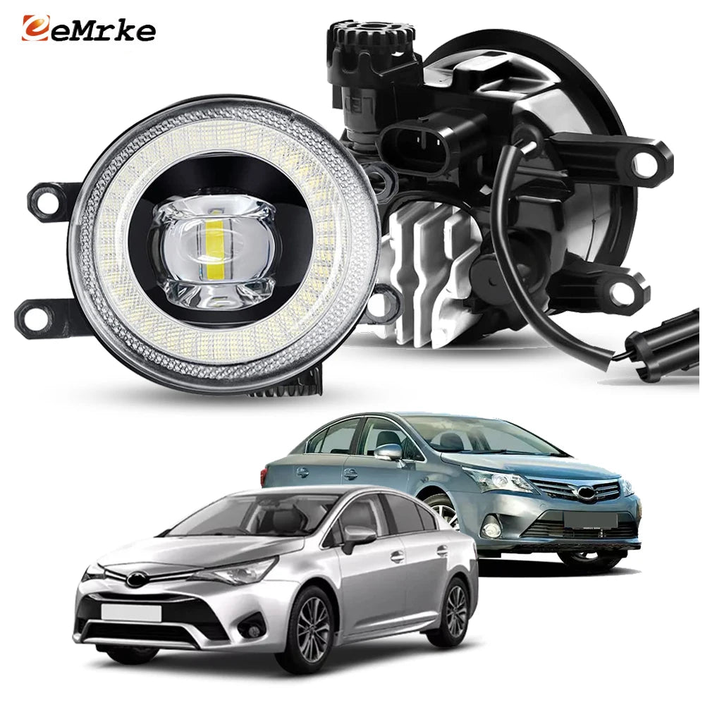30W LED Fog Lights Assembly Lens & 6000K White H11 & IP68 & Angel Eye DRL for Toyota Avensis T270 2013 2014 2015 2016 2017 2018 — view 1